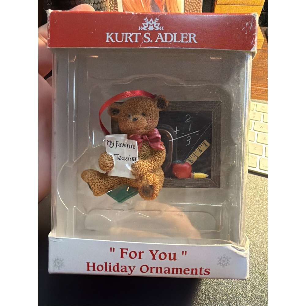 My Favorite Teacher Kurt S. Adler Retired For You Bear Holiday Ornament New 4"